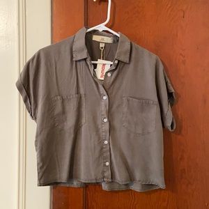 Green cropped button up top